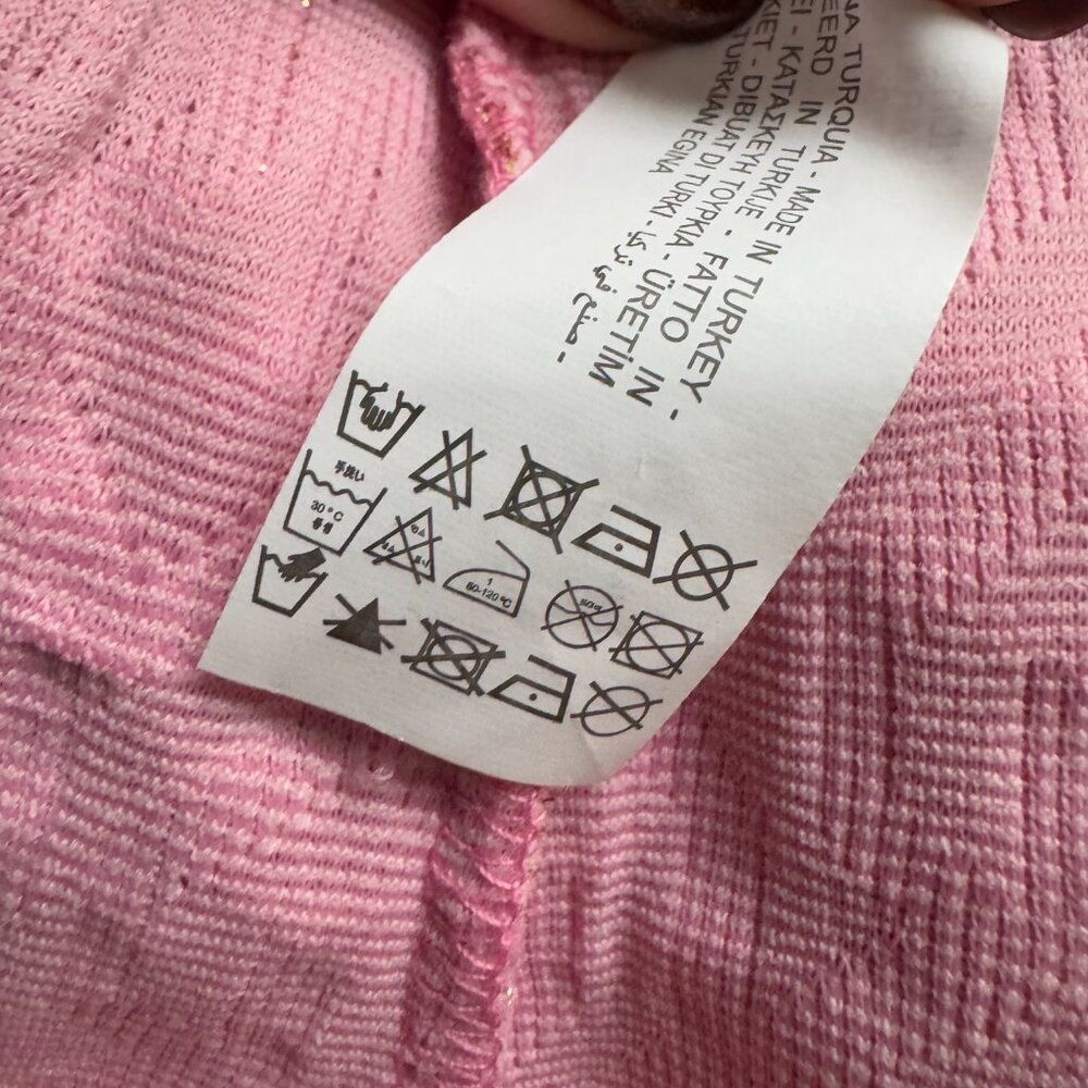 Zara Bubblegum Pink Metallic Textured Jeweled Sleeveless S Mini Dress! - Picture 8 of 8